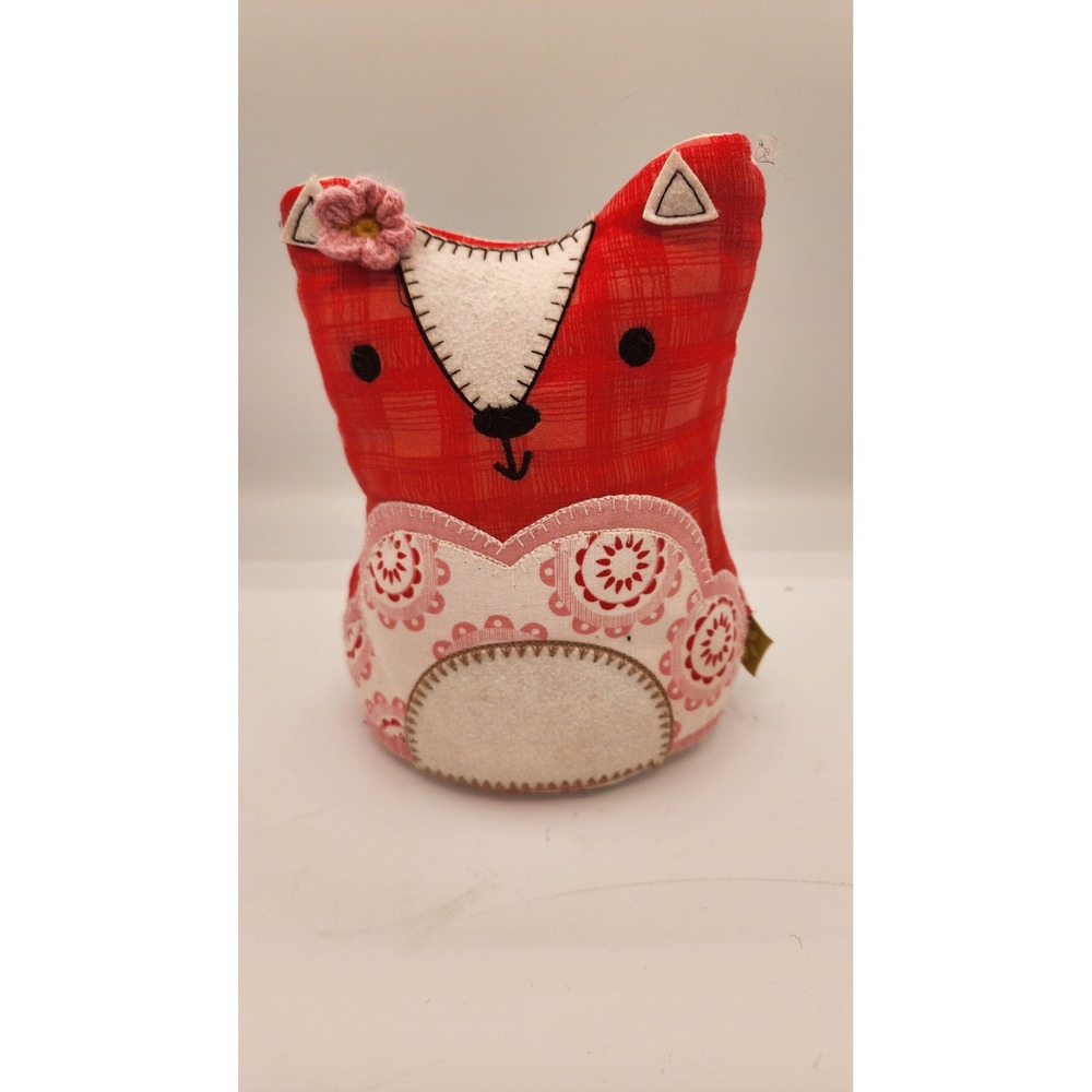 Red Plaid Fox Plush Doorstop Weighted Decorative Pillow Woodland Nursery Decor